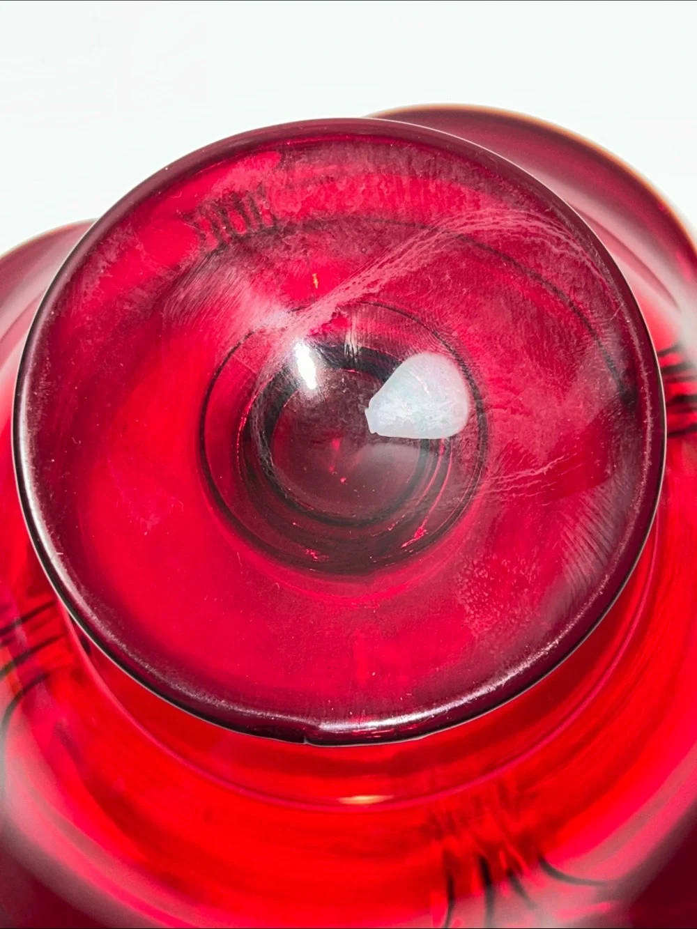 Viking Glass Ruby Red Ambrina Shine 4 Point Pedestal Ruffle Dish